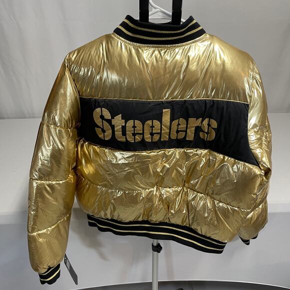 Pittsburgh Steelers G-III 4Her Gold Metallic Puffer Jacket - Picture 6 of 8